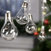 Гирлянда «Нить» 3 м с насадками «Лампочки», IP20, серебристая нить, 100 LED, свечение тёплое белое, 3.5 В Гирлянда «Нить» 3 м с насадками «Лампочки», IP20, серебристая нить, 100 LED, свечение тёплое белое, 3.5 В