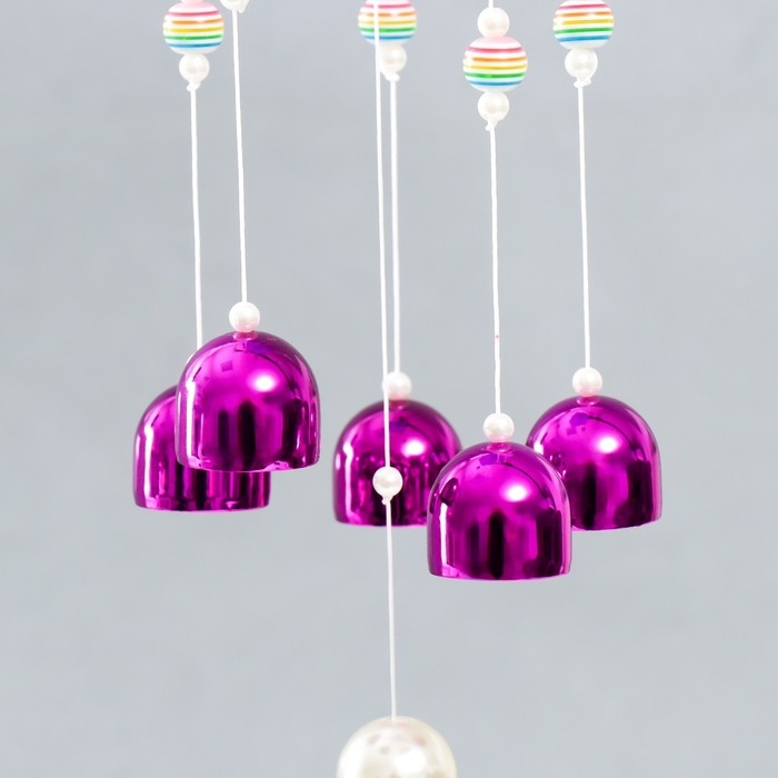 Музыка ветра пластик, металл "Мишка с сердечком" 6 колокольчиков МИКС 41 см