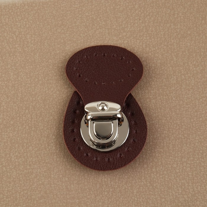 Застёжка для сумки, пришивная, 6 &times; 4 см, цвет тёмно-коричневый/серебряный