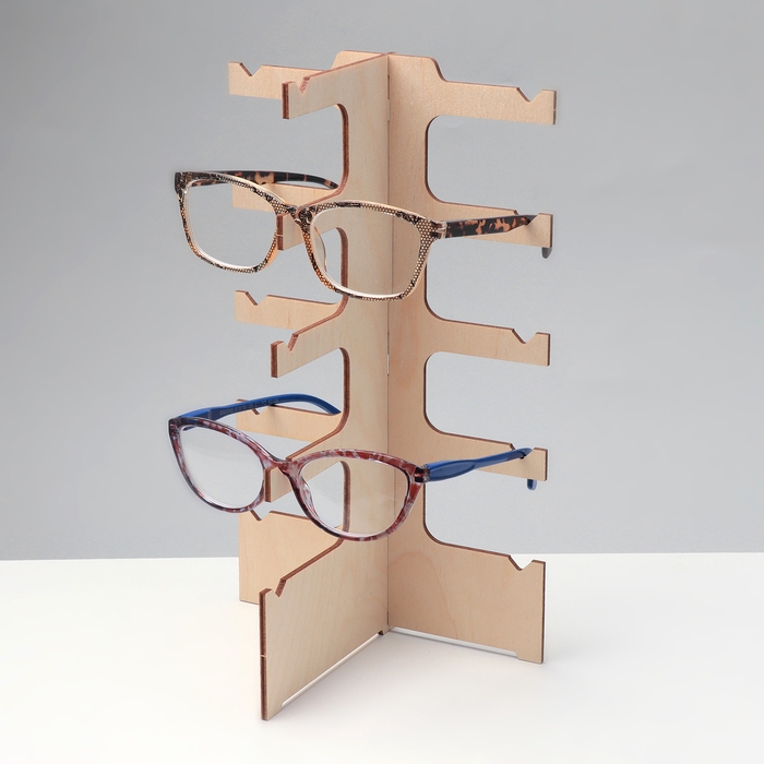 Подставка под очки &laquo;Эко&raquo; 5 мест, 14,5&times;12&times;28см, фанера, цвет светлый