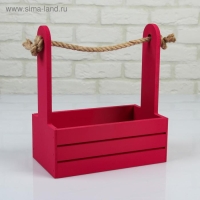 Набор кашпо деревянных 2 в 1 (25&times;15&times;30; 21&times;12&times;23 см) "Dear", ручка канат, бордо