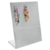 Подставка для кулонов, цепочек, браслетов, 12 крючков 20&times;9&times;25,5 см, бархатная, цвет серый