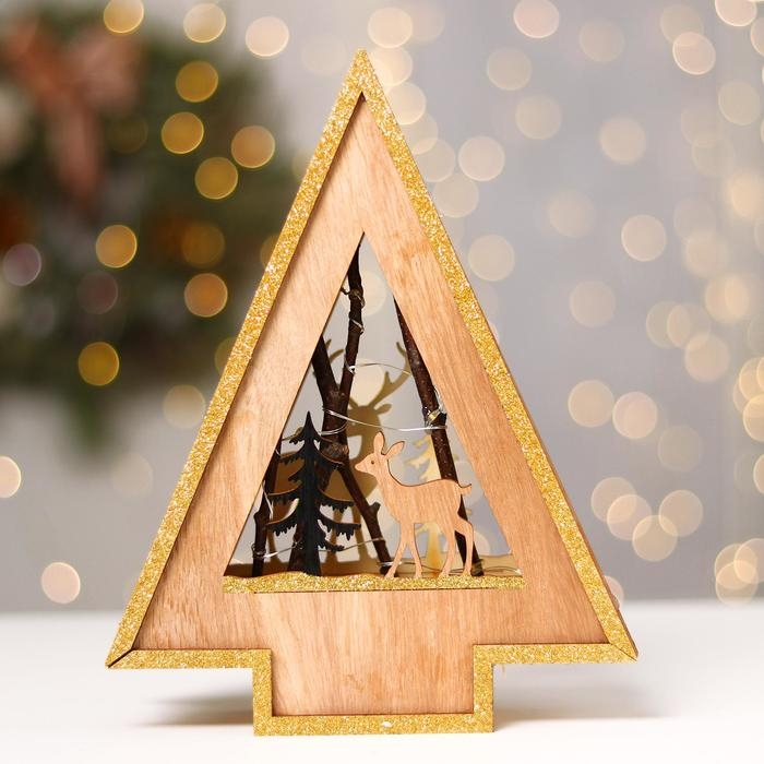 Новогодний декор с подсветкой «Ёлочка с оленем» 18×5.5×23 см Новогодний декор с подсветкой «Ёлочка с оленем» 18×5.5×23 см