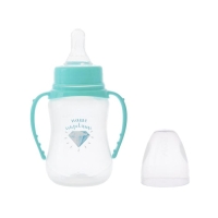 Бутылочка для кормления «Наше сокровище», классическое горло, приталенная, с ручками, 150 мл., от 0 мес., цвет бирюзовый Бутылочка для кормления «Наше сокровище», классическое горло, приталенная, с ручками, 150 мл., от 0 мес., цвет бирюзовый
