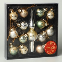 Набор украшений пластик 15 шт "Сочельник" сияние, d-3 см, наконечник 13 см