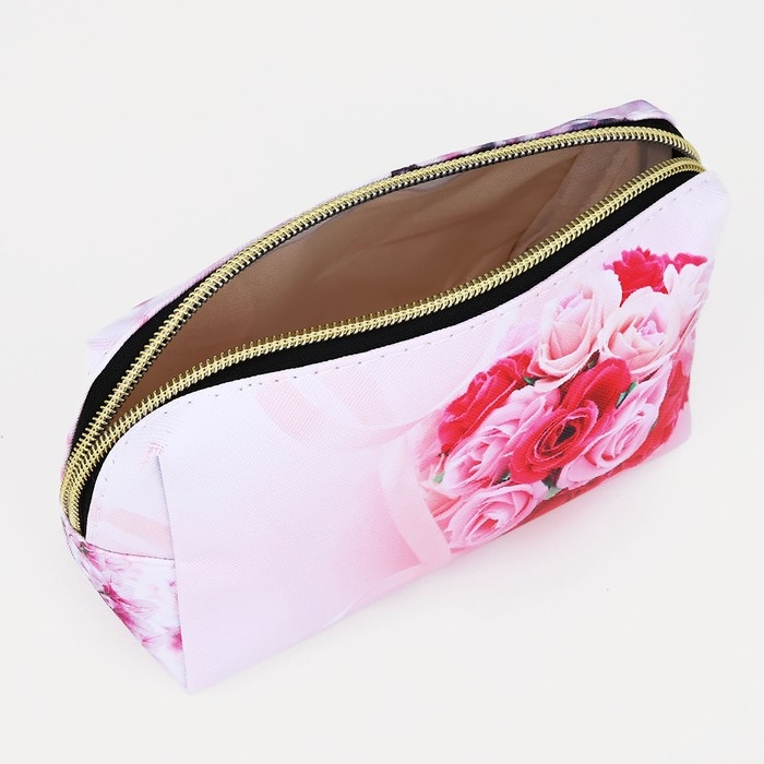 Косметичка на молнии, цвет белый/розовый
