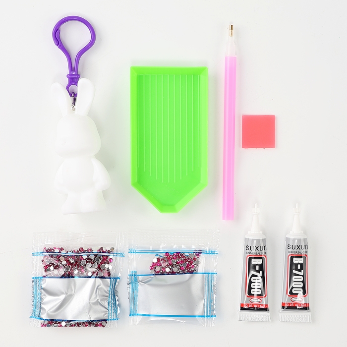 Алмазный брелок &laquo;Зайка&raquo;, цвет розовый, своими руками