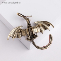 Брошь &laquo;Дракон&raquo; летящий, цвет сливовый в чернёном золоте