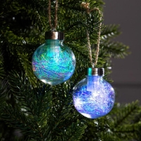 Набор ёлочных шаров &laquo;Мишура блестящая&raquo; 2 шт., батарейки, 1 LED, свечение RGB