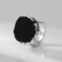 Кольцо &laquo;Стиль&raquo; массивный круг, цвет чёрный в чернёном серебре, 18 размер