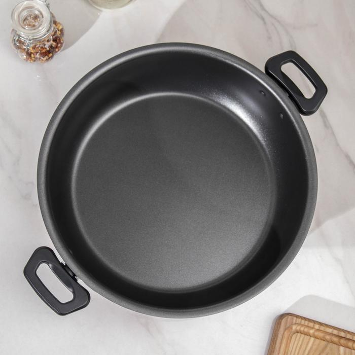 Жаровня-сковорода &laquo;Эксперт&raquo;, 4 л, d=28 см, стеклянная крышка, антипригарное покрытие, цвет бордовый