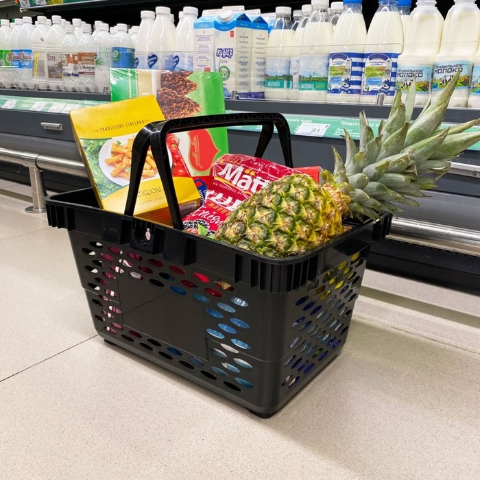 Корзина покупательская пластиковая 20 л, цвет чёрный Корзина покупательская пластиковая 20 л, цвет чёрный