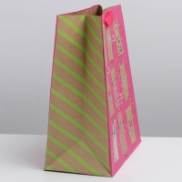 Пакет подарочный крафтовый вертикальный, упаковка, &laquo;Милые котики&raquo;, ML 23 х 27 х 8 см