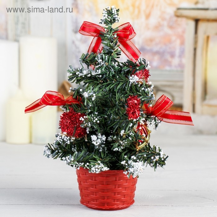 Ёлка декор "Снег" 20 см, красный