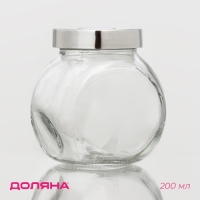 Банка стеклянная для хранения сыпучих продуктов Доляна &laquo;Блеск&raquo;, 200 мл, 6&times;8,3 см, с пластиковой крышкой