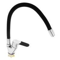 Cмеситель для кухни Accoona A4819F, однорычажный, силиконовый излив, латунь, чёрный/хром Cмеситель для кухни Accoona A4819F, однорычажный, силиконовый излив, латунь, чёрный/хром