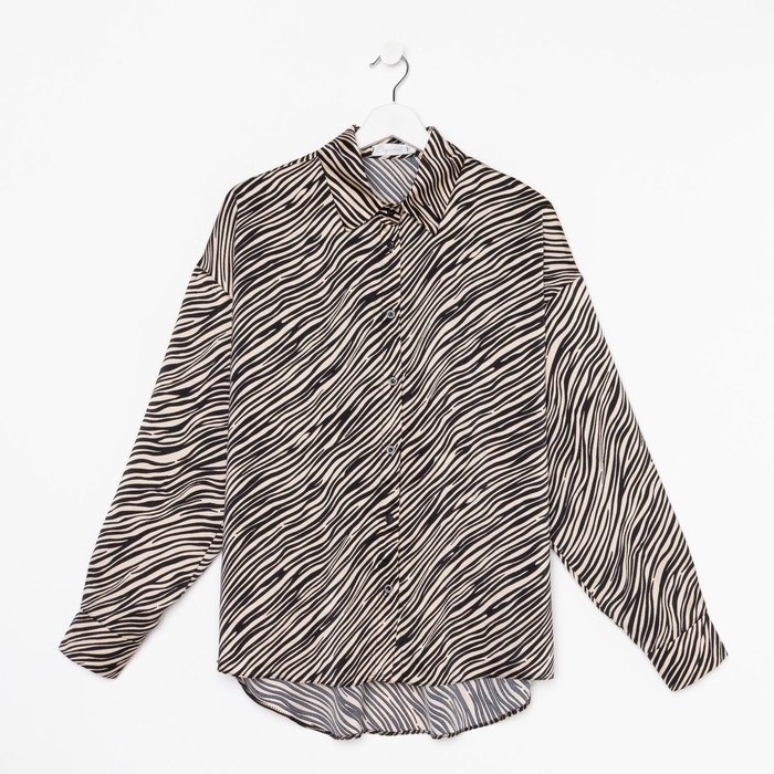 Блузка женская, цвет экрю, принт зебра, размер 50