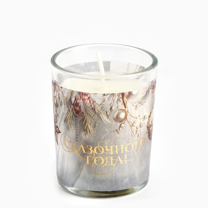 Новогодняя свеча с калькой &laquo;Новый год: Сказочного года&raquo;, аромат корица,5х6х5 см
