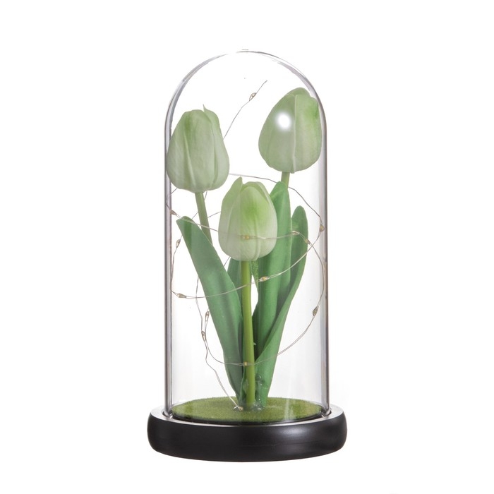 Ночник колба &laquo;Тюльпаны&raquo; LED 3хААА зеленый 10,5х10,5х22см