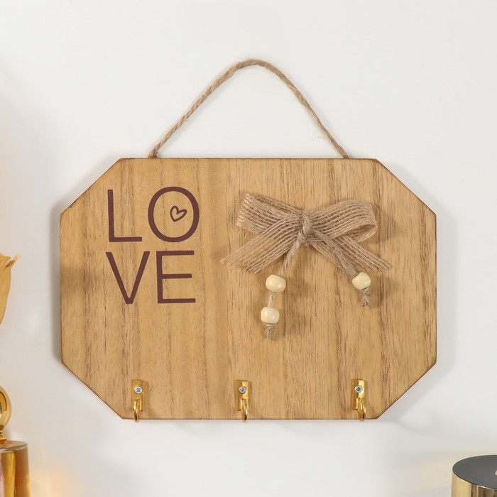 Крючки декоративные дерево Крючки декоративные дерево "Love с сердечком и бантом" 20х14 см