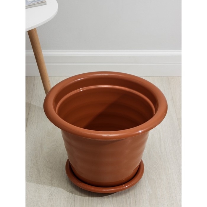 Горшок для цветов с поддоном &laquo;Виола&raquo;, 16 л, пластиковый, коричневый