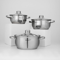 Набор кастрюль &laquo;Гретта&raquo;, 3 предмета: 1,6 л, 2,2 л, 3,2 л, капсульное дно, индукция