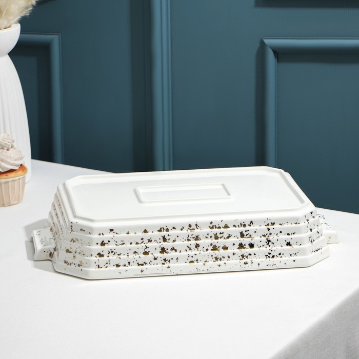 Мармит из жаропрочной керамики прямоугольный, 2 л, 41&times;22,5&times;13 см, цвет белый