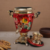 Самовар &laquo;Жостово на красном&raquo;, рюмка, 3 л, электрический