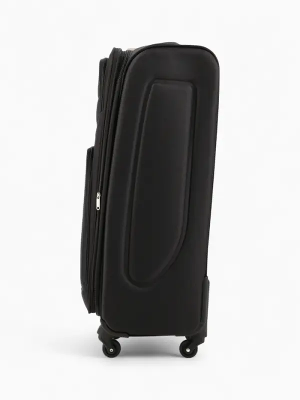 Чемодан 28", Текст, 47*29*77, отд на молнии, 2 нар/карм, увелич, код замок, 4 колеса, черный   10872