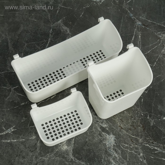 Корзина для хранения подвесная с контейнерами, 29&times;9,5&times;38 см, цвет белый