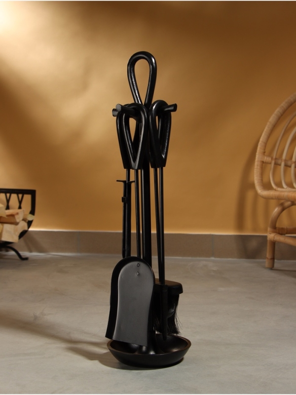 Каминный набор "Кочегар" сталь, 4 предмета, 17х17х63 см