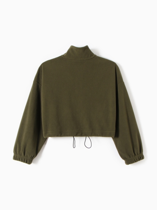 Толстовка флисовая для девочки MINAKU: Fleece Soft, цвет хаки, рост 158 см