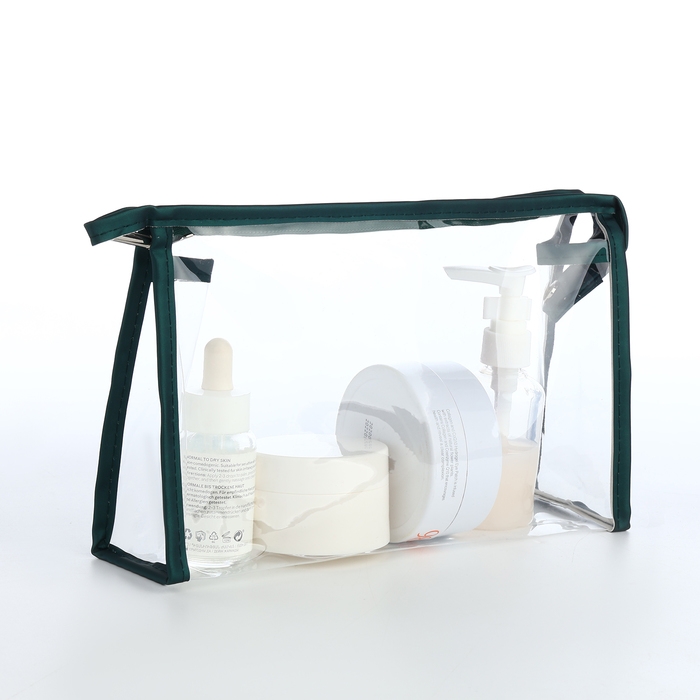 Набор косметичек 2 в 1 на молнии, цвет зелёный Набор косметичек 2 в 1 на молнии, цвет зелёный