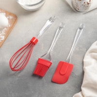 Набор для выпечки Доляна &laquo;Лёд&raquo;, 3 предмета: лопатка 23,5 см, кисть 20,5 см, венчик 25 см, цвет МИКС