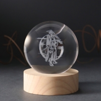 Сувенир стекло подсветка "Шар. Самурай" d=6 см подставка дерево, USB Сувенир стекло подсветка "Шар. Самурай" d=6 см подставка дерево, USB