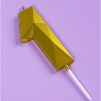 Свеча ГИГАНТ в торт на шпажке &laquo;Грань&raquo;, цифра "1", золотая, 9 см