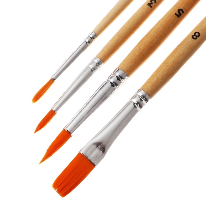 Набор кистей синтетика 4 штуки, ErichKrause "Простоквашино" для акварели и гуаши, в блистере