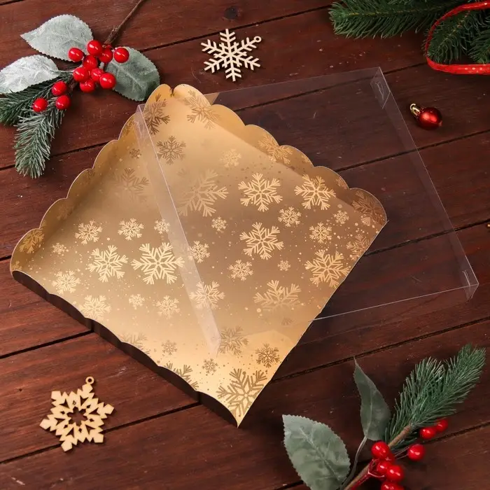 Коробка для печенья, &laquo;С Новыйм годом!&raquo;, 21&times;21&times;3, Новый год