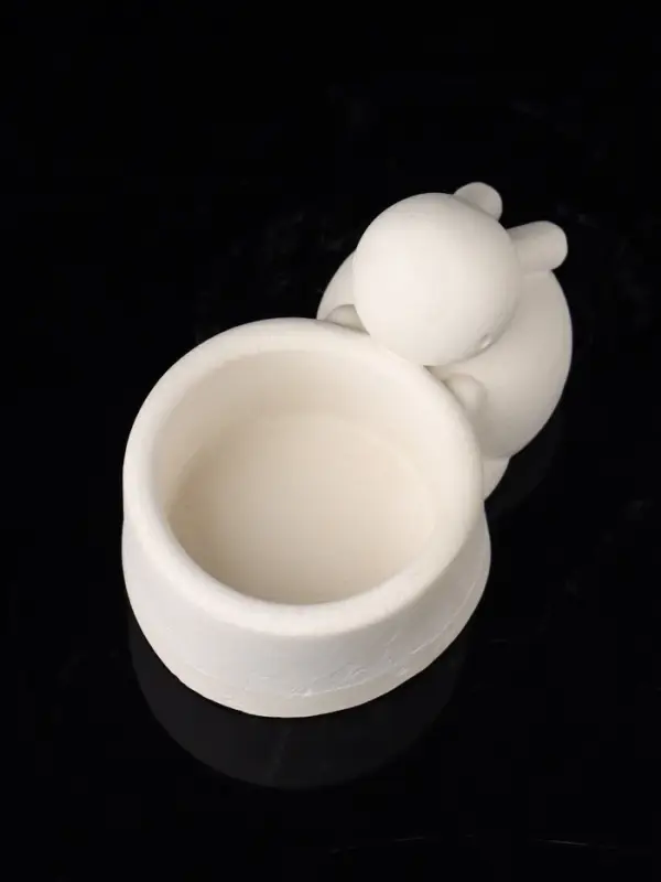 Подсвечник "Заяц с чашей" 8х6х4 см, натуральный, гипс