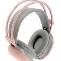 Наушники полноразмерные Mybit W-33, RGB подсветка, BT5.3, 800 мАч, Type-C, розовые