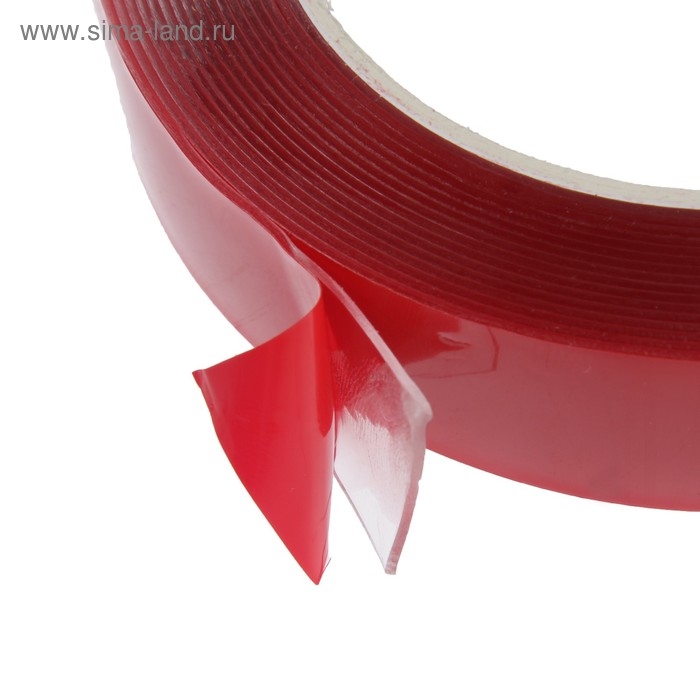 Клейкая лента Nova Bright-fusion, двусторонняя, акриловая  красный + прозрачный, 22 мм х 5 м