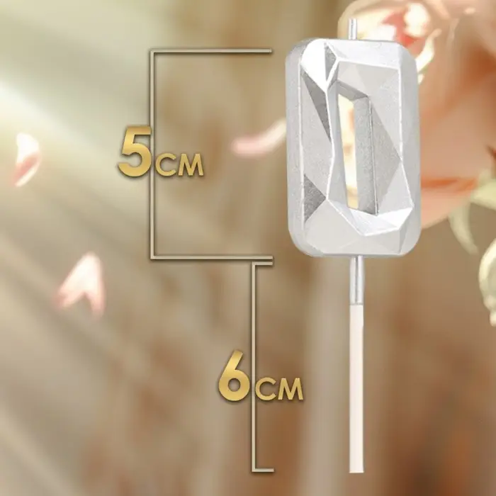 Свеча в торт на шпажке &laquo;Алмаз&raquo;, цифра 0, серебряная, 5&times;2.6 см