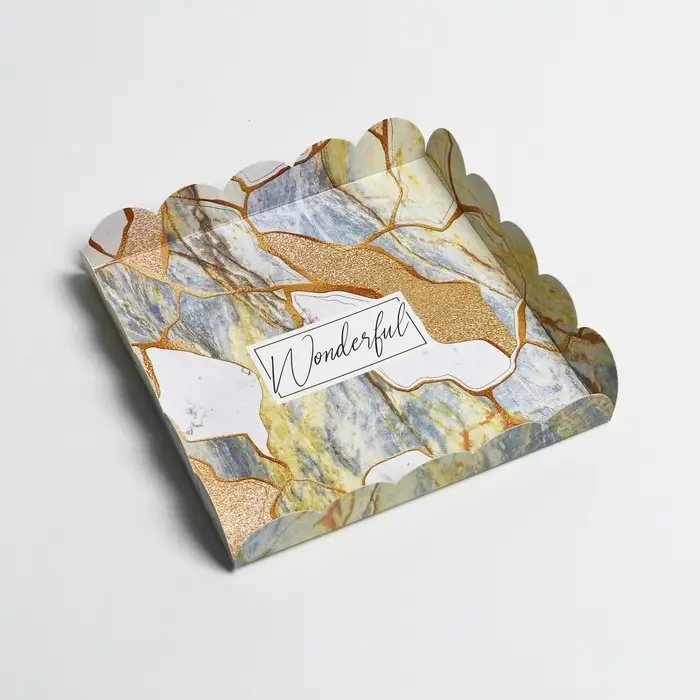 Коробка для печенья, кондитерская упаковка с пластиковой крышкой, &laquo;Камень&raquo;, 18 х 18 х 3 см