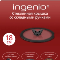 Стеклянная крышка Ingenio, 18 см, со складными ручками