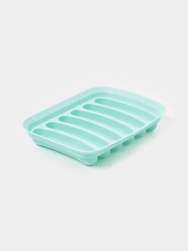 Форма для выпечки и приготовления сосисок Доляна, 6 ячеек, с крышкой, 17.5&times;13.5,2.8 см, силикон, бирюзовый