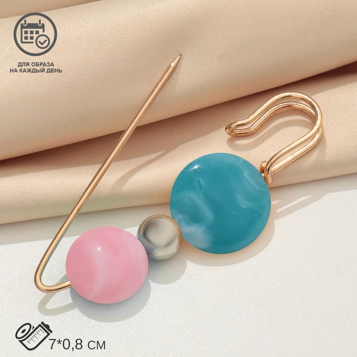 Булавка &laquo;Трио&raquo;, 7 см, цвет розово-голубой в золоте