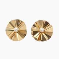 Клипсы &laquo;Тренд&raquo; объёмный цветок, цвет золото