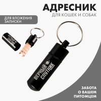Адресник «Верный спутник» для вложения записки, капсула 5.2х1.4 см Адресник «Верный спутник» для вложения записки, капсула 5.2х1.4 см