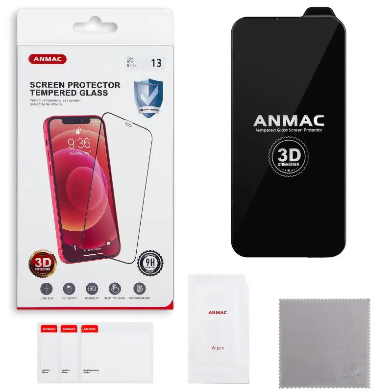 Защитное стекло iPh 13/13 Pro/14/16e 3D ANMAC  усиленное Арт. 1137226