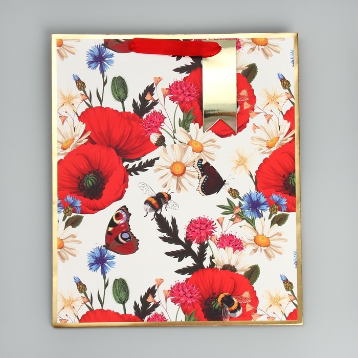 Пакет подарочный, упаковка, &laquo;Яркий букет&raquo;, 30.5 х 25.4 х 12.7 см